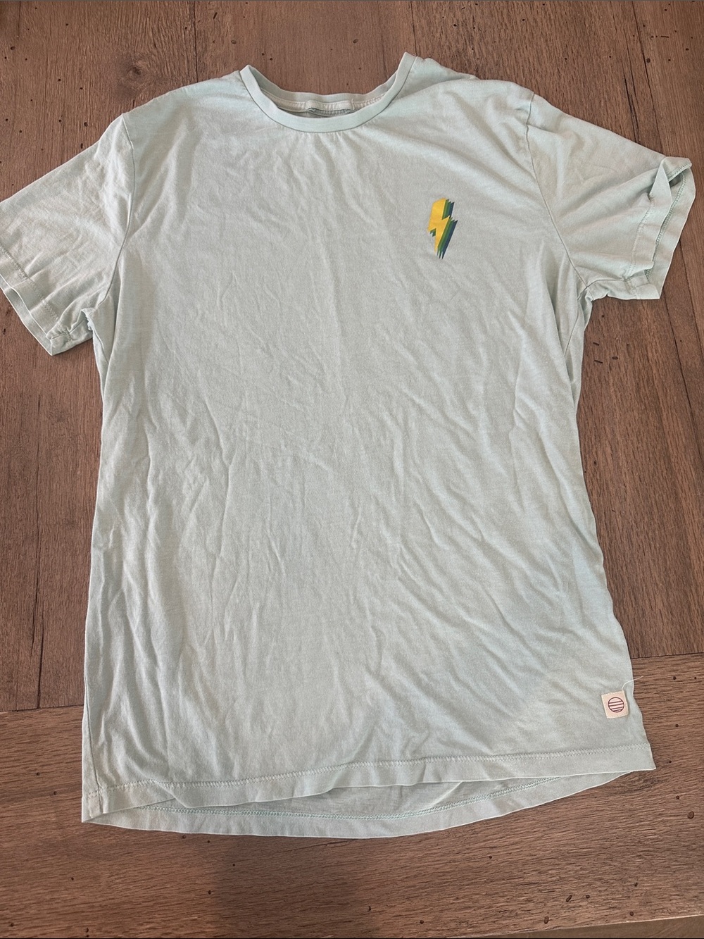 Marine Layer Light Mint Short Sleeve Tee with Yellow Lightning Bolt